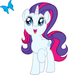 Size: 778x860 | Tagged: safe, artist:chano-kun, edit, sparkler (g1), butterfly, pony, unicorn, g1, g4, female, g1 to g4, generation leap, mare, simple background, solo, transparent, transparent background