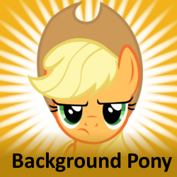 Size: 250x250 | Tagged: safe, applejack, earth pony, pony, g4, applejack is not amused, background pony, background pony applejack, female, mare, meta, solo, spoilered image joke, unamused