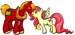 Size: 1480x689 | Tagged: safe, artist:littlegenius13, big macintosh, fluttershy, earth pony, pony, g4, male, ship:fluttermac, shipping, simple background, stallion, straight, traditional art, white background