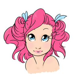 Size: 500x511 | Tagged: artist needed, safe, pinkie pie, human, g4, alternate hairstyle, bare shoulder portrait, female, humanized, light skin, pigtails, solo