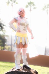 Size: 533x800 | Tagged: safe, artist:flyawayskyx3, fluttershy, human, g4, armor, armor skirt, boots, clothes, cosplay, crystal guard armor, garter belt, garters, irl, irl human, photo, shoes, skirt, solo, stockings, thigh highs