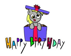 Size: 900x707 | Tagged: safe, artist:xylophon, derpy hooves, pony, g4, female, filly, pony in a box, present, simple background, solo, transparent background