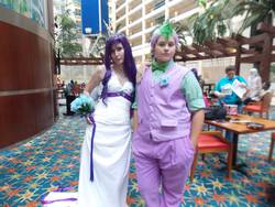 Size: 960x720 | Tagged: safe, artist:catclass, rarity, spike, human, g4, bouquet, bowtie, cosplay, irl, irl human, photo, tiara