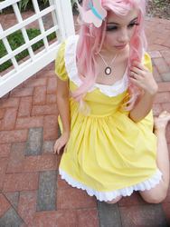 Size: 720x960 | Tagged: safe, artist:terezigrell, fluttershy, human, g4, barefoot, cosplay, feet, irl, irl human, photo, soles, solo