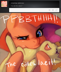 Size: 656x767 | Tagged: dead source, safe, artist:dhui, pinkie pie, pumpkin cake, g4, tired pie, tummy buzz