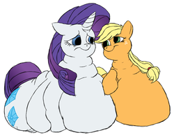 Size: 1280x1000 | Tagged: safe, artist:093, applejack, rarity, g4, applefat, belly, butt, fat, morbidly obese, obese, plot, raritubby