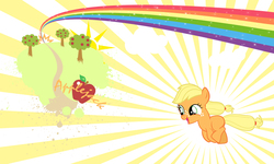 Size: 2000x1200 | Tagged: safe, artist:yo-cosplay, applejack, g4, female, filly, solo, wallpaper