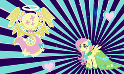 Size: 2000x1200 | Tagged: safe, artist:yo-cosplay, fluttershy, g4, clothes, dress, female, gala dress, solo, wallpaper