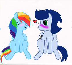 Size: 1024x918 | Tagged: safe, artist:1231redflame, rainbow dash, soarin', g4, blushing, female, male, ship:soarindash, shipping, straight