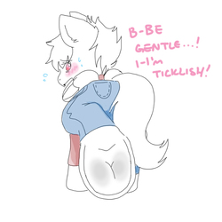 Size: 600x600 | Tagged: safe, oc, oc only, pegasus, pony, blushing, clothes, cute, hoof fetish, hooves, jeans, nervous, plewds, solo, sweat, tickling, underhoof