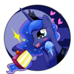 Size: 1120x1120 | Tagged: safe, artist:hoyeechun, princess luna, g4, cake, female, food, heart, solo