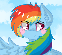 Size: 648x576 | Tagged: safe, artist:smoup, rainbow dash, g4, blushing, female, solo