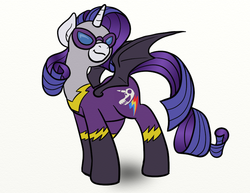 Size: 792x612 | Tagged: safe, artist:rikmach, rarity, alicorn, bat pony, bat pony alicorn, pony, g4, alicornified, bat wings, clothes, costume, fanfic, fanfic art, female, race swap, raricorn, shadowbolts, shadowbolts costume, solo, xenophilia