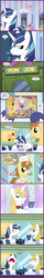 Size: 1050x6500 | Tagged: safe, artist:edowaado, big macintosh, carrot cake, donut joe, prince blueblood, shining armor, spike, earth pony, pony, comic:guys night out 4 (extra), g4, bar, burn, coffee, comic, crying, diner, donut, guys night out, male, ocular gushers, sad, stallion