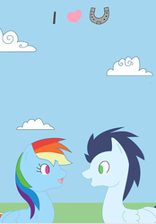 Size: 385x552 | Tagged: safe, artist:pokegirl93, rainbow dash, soarin', pegasus, pony, g4, card, duo, female, male, mare, ship:soarindash, shipping, stallion, straight