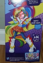 Size: 574x840 | Tagged: safe, rainbow dash, equestria girls, g4, my little pony equestria girls: rainbow rocks, aladdin sane, david bowie, devil horn (gesture), ziggy stardust