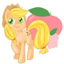 Size: 600x607 | Tagged: safe, artist:heylins, applejack, g4, female, raised hoof, solo