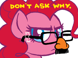 Size: 520x390 | Tagged: safe, artist:woot, pinkie pie, g4, female, groucho mask, solo