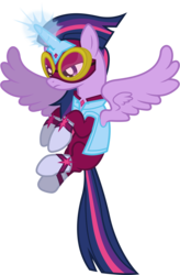 Size: 4900x7480 | Tagged: safe, artist:90sigma, twilight sparkle, alicorn, pony, g4, power ponies (episode), absurd resolution, clothes, costume, female, goggles, magic, mare, mask, masked matter-horn costume, power ponies, simple background, solo, transparent background, twilight sparkle (alicorn), vector