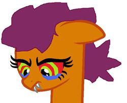 Size: 558x454 | Tagged: safe, artist:ihategeorgethetree, scootaloo, bat pony, pony, g4, bat ponified, female, ms paint, race swap, scootabat, solo, stylistic suck