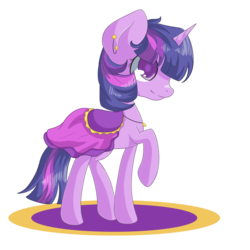 Size: 2000x2000 | Tagged: safe, artist:rue-willings, twilight sparkle, pony, unicorn, g4, clothes, dress, female, mare, saddle, simple background, solo, transparent background, unicorn twilight