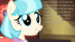 Size: 1280x720 | Tagged: safe, coco pommel, g4, my little pony: friendship is magic, rarity takes manehattan, cocobetes, cute, female, grin, insane pony thread, smiling, solo, squee, tumblr