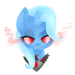 Size: 1024x1024 | Tagged: safe, artist:grandifloru, trixie, pony, unicorn, g4, alicorn amulet, bust, female, glowing eyes, grin, portrait, simple background, smiling, solo, transparent background, vector