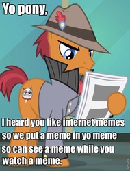 Size: 548x720 | Tagged: safe, edit, edited screencap, screencap, sourpuss, g4, rarity takes manehattan, caption, grumpy cat, grumpy pony, image macro, male, meme, solo, text, yo dawg