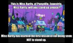 Size: 293x172 | Tagged: safe, edit, edited screencap, screencap, rarity, g4, luna eclipsed, abuse, caption, image macro, lowres, monty python, raribuse