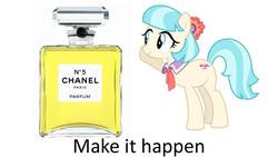 Size: 960x540 | Tagged: safe, coco pommel, g4, my little pony: friendship is magic, rarity takes manehattan, chanel no. 5, coco chanel, crossover, exploitable meme, make it happen, meme, pommel no. 5