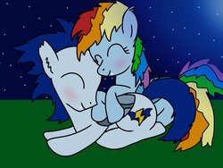 Size: 1024x768 | Tagged: safe, rainbow dash, soarin', bat pony, pony, g4, female, male, ship:soarindash, shipping, straight