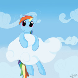 Size: 3000x3000 | Tagged: safe, artist:a_wandering_dragon, rainbow dash, g4, cloud, cloudy, female, solo