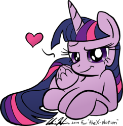 Size: 3804x3915 | Tagged: safe, artist:redapropos, twilight sparkle, alicorn, pony, g4, bedroom eyes, female, heart, mare, simple background, solo, transparent background, twilight sparkle (alicorn)