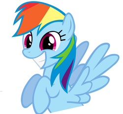 Size: 5120x4752 | Tagged: safe, rainbow dash, pegasus, pony, g4, absurd resolution, female, hooves, mare, simple background, smiling, solo, spread wings, teeth, vector, white background, wings