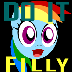 Size: 400x400 | Tagged: safe, artist:datte-before-dawn, rainbow dash, g4, do it filly, female, image macro, meme, solo