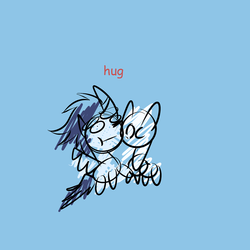 Size: 1280x1280 | Tagged: safe, artist:glasdale, soarin', g4, :t, hug, soarin-responde, tumblr