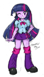 Size: 761x1337 | Tagged: safe, artist:danmakuman, twilight sparkle, alicorn, human, equestria girls, g4, clothes, female, skirt, solo, twilight sparkle (alicorn)