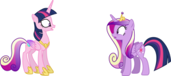 Size: 9025x4000 | Tagged: safe, artist:gamemasterluna, princess cadance, twilight sparkle, alicorn, pony, g4, three's a crowd, .svg available, alternate hairstyle, duo, female, mane swap, mare, simple background, sisters-in-law, transparent background, twilight sparkle (alicorn), vector