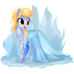 Size: 1024x1024 | Tagged: safe, artist:lolepopenon, derpy hooves, pegasus, pony, g4, alternate hairstyle, clothes, dress, elsa, female, frozen (movie), mare, simple background, solo, transparent background