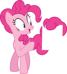 Size: 5646x6194 | Tagged: safe, artist:masem, pinkie pie, g4, three's a crowd, absurd resolution, female, paper, prehensile tail, simple background, solo, tail hold, transparent background, vector