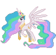 Size: 192x188 | Tagged: safe, princess celestia, pony, g4, animated, desktop ponies, female, flying, mare, pixel art, simple background, solo, transparent background