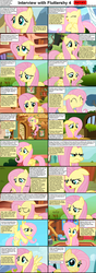 Size: 1282x3661 | Tagged: safe, fluttershy, pegasus, pony, comic:celestia's servant interview, g4, blushing, caption, comic, female, floppy ears, implied spanking, interview, mare, solo