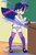 Size: 730x1095 | Tagged: safe, artist:drantyno, twilight sparkle, human, g4, accidental exposure, apple, belly button, camisole, classroom, clothes, embarrassed, embarrassed underwear exposure, female, food, frilly underwear, horn, horned humanization, humanized, light skin, magic, magic fail, mary janes, panties, partially undressed, purple underwear, ribbon, school, school uniform, schoolgirl, shoes, socks, solo, spell gone wrong, stockings, thigh highs, underwear, undressing, wardrobe malfunction, younger