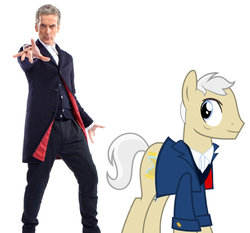 Size: 564x526 | Tagged: safe, doctor whooves, time turner, earth pony, pony, g4, cardigan, clothes, doctor who, overcoat, pants, peter capaldi, ponified, shirt, spoiler, the doctor, twelfth doctor