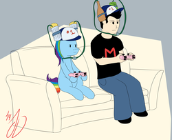 Size: 2400x1950 | Tagged: safe, artist:mythicaljazz, rainbow dash, g4, crossover, markiplier