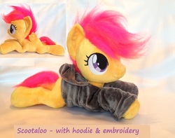 Size: 3032x2384 | Tagged: safe, artist:epicrainbowcrafts, scootaloo, pony, g4, clothes, cute, cutealoo, hoodie, irl, photo, plushie