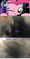 Size: 672x1304 | Tagged: safe, idw, pinkie pie, kaiju, g4, godzilla, godzilla (series), godzilla 2014, text, wink