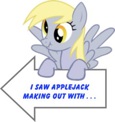 Size: 375x398 | Tagged: safe, derpy hooves, pegasus, pony, g4, arrow, female, implied shipping, mare, solo