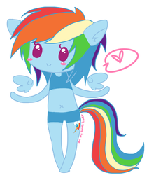 Size: 2663x3120 | Tagged: safe, artist:audra-hime, rainbow dash, anthro, g4, ambiguous facial structure, belly button, female, solo