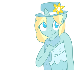 Size: 1280x1205 | Tagged: safe, artist:furrgroup, oc, oc only, oc:shiver snow, anthro, anthro oc, clothes, flower, hat, looking at you, scarf, simple background, smiling, solo